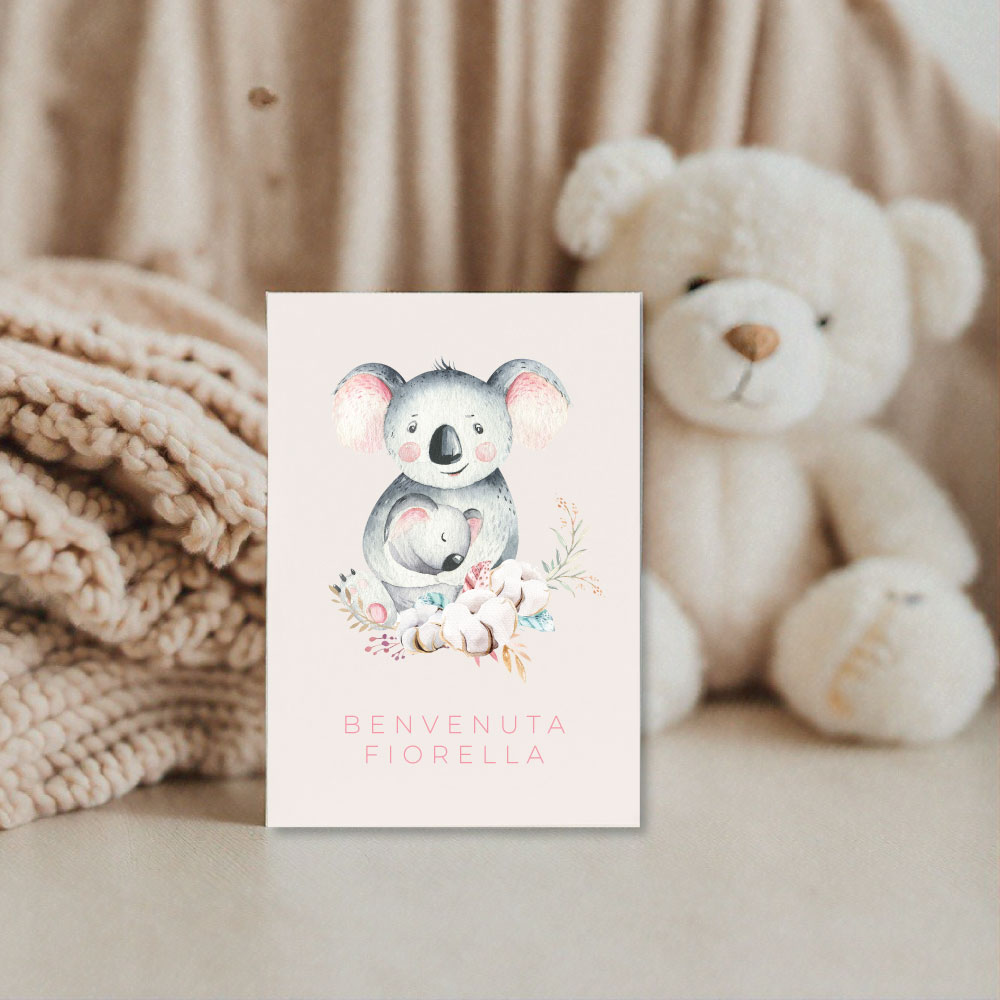 srčkana-koala biglietto d'auguri nascita, biglietto d'auguri nascita personalizzato, biglietto d'auguri nascita con nome, frasi d'auguri per la nascita, biglietto auguri nascita
