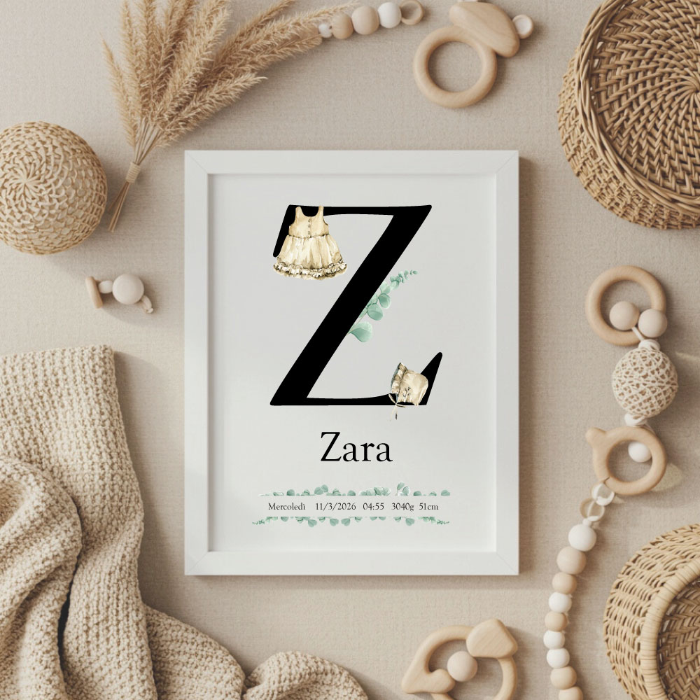 grafika-začetnica-deklica quadretto nascita, quadretto nascita personalizzato, quadretto nascita con nome, quadretto nascita con tutti i dati dela nascita, neonato ottima idea regalo