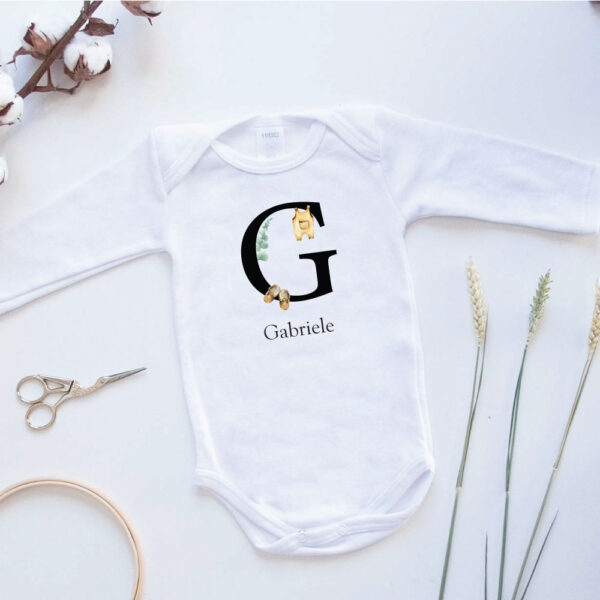 Body personalizzato con lettera iniziale bambino,body neonato, body per bambini, body neonato personalizzato, body neonato con nome