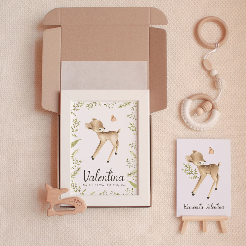 mala-srnica regalo nascita personalizzato,capriolo, regali personalizzati per una nascita, set regali neonato, set regalo nascita, set regalo neonato per bambini e bambine, regali di nascita per ragazzi e ragazze