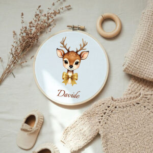 cerchio decorativo nascita, cerchio decorativo capriolo, cerchio decorativo neonato, cerchio della nascita, cerchio decorativo personalizzato, cerchio della nascita personalizzato con nome