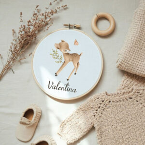 cerchio decorativo nascita, cerchio decorativo capriolo, cerchio decorativo neonato, cerchio della nascita, cerchio decorativo personalizzato, cerchio della nascita personalizzato con nome