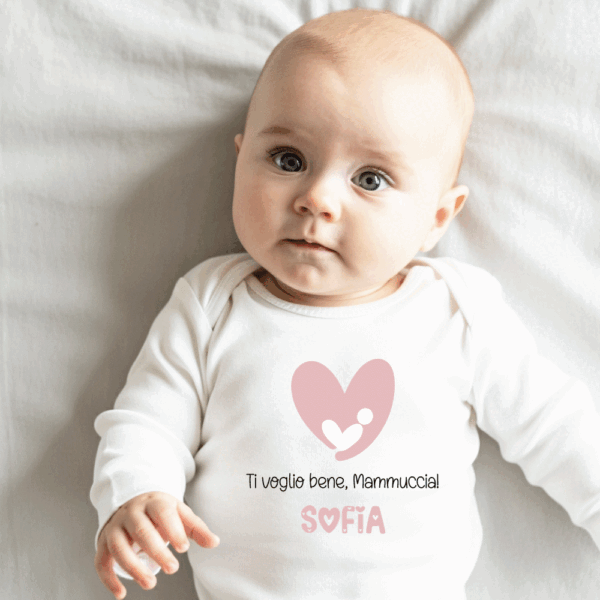 Body Ti voglio bene Mammuccia (bambina), body neonato, body per bambini, body neonato personalizzato, body neonato con nome
